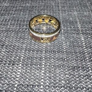 Gold and Brown Ring with Silver Accents